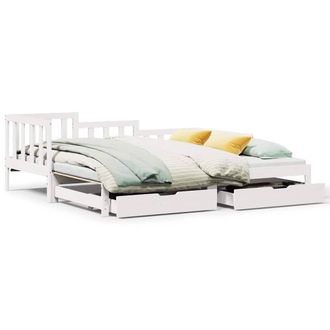 Berkfield Home Daybed with Trundle & Drawers Frame White 90x190 cm Single