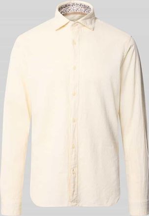 Fil Noir Regular Fit Business-Hemd aus Leinen-Baumwoll-Mix Modell ROMA in GELB, Gr&ouml;&szlig;e 38