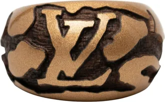 Louis Vuitton Brown Metallic Gold Wood Band Ring (Pre-Owned)