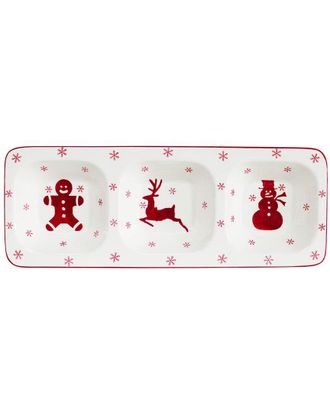Euroceramica Winterfest 16In Divided Serving Dish