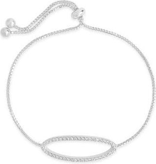 Sterling Forever Oval Cubic Zirconia Slider Bracelet in Silver at Nordstrom Rack