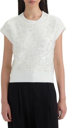 NVLT Embellished Short Sleeve Sweater in Marshmallow at Nordstrom Rack, Size X-Large
