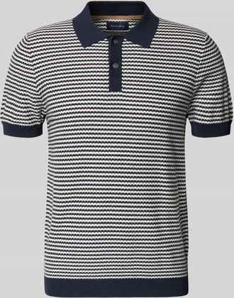 Christian Berg Strickshirt mit Polokragen und Knopfleiste in Marine, Gr&ouml;&szlig;e 3XL
