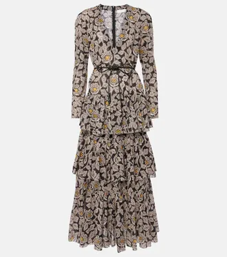 Zimmermann Abito midi Ottie in cotone con stampa