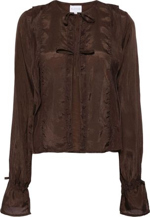 Alohas Oceane front-tie blouse - women - Cupro - S - Brown