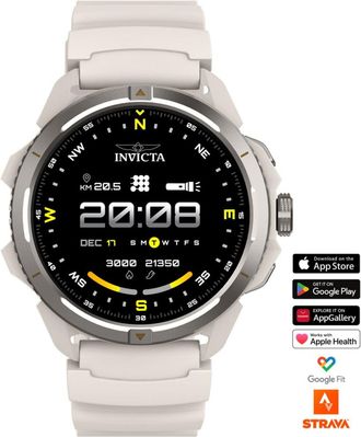 Invicta I-Tech ITECH-010 Herenhorloge - Smartwatch Uurwerk - Roestvrij Staal met Zwarte Wijzerplaat - 47 mm