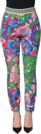 Dolce & Gabbana Womens Floral-Print Silk Stretch Leggings Multicolor Elastane