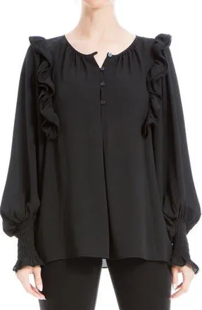 Max Studio Ruffle Shoulder Top in Black at Nordstrom Rack, Size X-Small