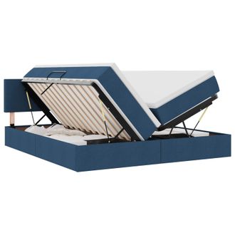 vidaXL Letto Con Contenitore Led E Materasso Blu 200 X 200 Cm Tessuto Vidaxl