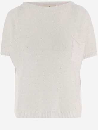Bruno Manetti Short Sleeved Jersey In Linen And Cotton Blend
