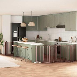 vidaXL Puerta De Perros Plegable 10 Paneles Madera &Aacute;lamo Marr&oacute;n 800 Cm Vidaxl