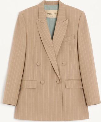 Valentino Giacca In Faded Pinstripe Donna BEIGE/AVORIO 38