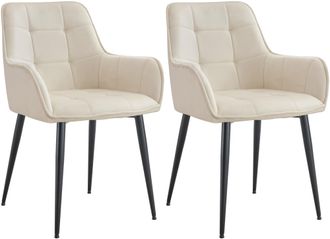 Clp Clp - Lote De 2 Sillas De Comedor De Terciopelo Ferndale Crema