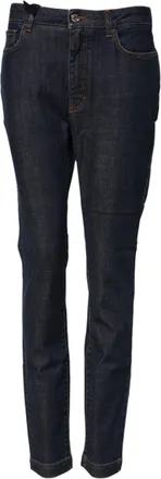 Dolce & Gabbana Womens Blue Queen Patch Audrey Mid Waist Denim Jeans Cotton Elastane Clothing