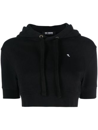 Raf Simons cropped short-sleeve hoodie - Black