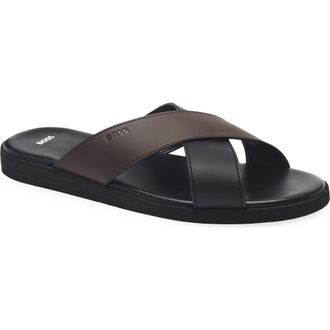 BOSS Darrel Slide Sandal in Black at Nordstrom Rack, Size 13Us / 12Uk