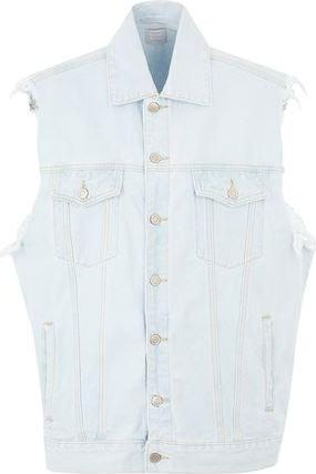 8 by YOOX ORGANIC COTTON DENIM FRINGED OVERSIZED VEST