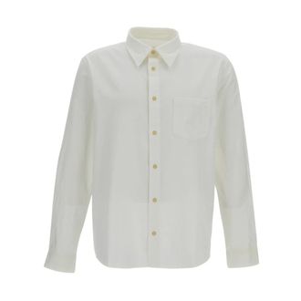 A.P.C. Cotton-linen Shirt - Heren - Casual Overhemden - Blauw - XL - Katoen - Overhemden