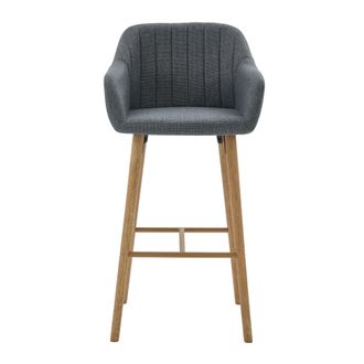 STILVORA Lote De 2 Taburetes De Bar Con Respaldo Alto Y Reposabrazos, Para Isla De Cocina Y Barra, Lino, Gris