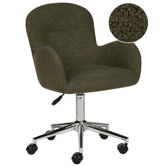 Beliani Silla De Oficina De Boucl&eacute; Verde Altura Ajustable Giratorio Priddy