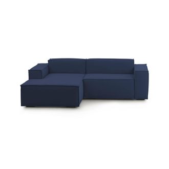 Dmora Sof&aacute; Fijo Dcagnan, Gran Sof&aacute; Modular De 2 Plazas Pen&iacute;nsula Izquierda, 100% Made In Italy, Sof&aacute; Moderno En Tela, Cm 240x170h70, Azul - Dmora