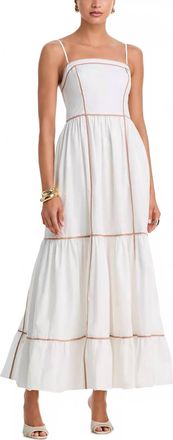 French Connection Cambria Contrast Trim Maxi Dress In Summer White/almond