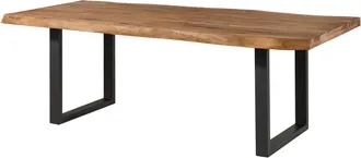 Massivmoebel24 Freeform 5 Tavolo Da Pranzo In Legno Di Sheesham - Verniciato Natur / Gambe In Ferro U Antracite Matt 240x100