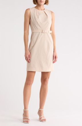 Theory Pleat Neck Virgin Wool Blend Dress in Light Desert at Nordstrom Rack, Size 16