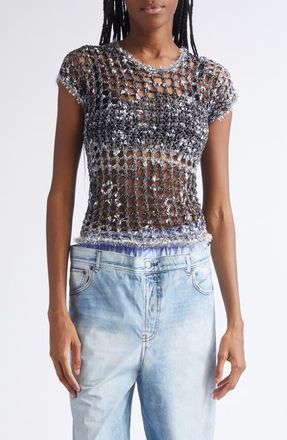 Acne Studios Crochet Crop T-Shirt in Black at Nordstrom, Size Medium