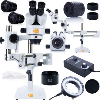 OEM Microscopio Estereosc&oacute;pico Trinocular Jupiter Pro Msjp-t-sdms1 - Zoom 7x-45x (ext. 3,5x-270x) Distancia De Trabajo 165mm Set Con Iluminador 56xled Y L
