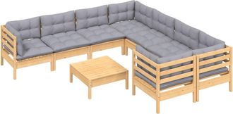 vidaXL Juego De Muebles De Jard&iacute;n 9 Pzas Y Cojines Madera De Pino Vidaxl