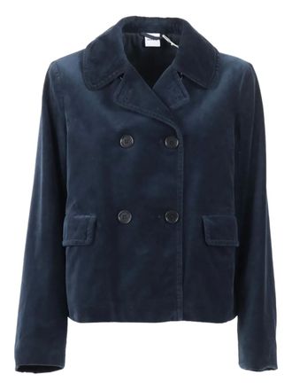 Aspesi double-breasted velvet-texture jacket - women - Cotton - 42 - Blue