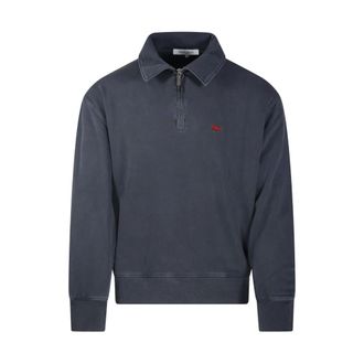 Maison Kitsun&eacute; Sudadera Polo Fox Desgastada - Sweatshirts & Hoodies - Hombre - Azul - L