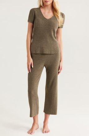 Barefoot Dreams CozyChic Ultra Lite Rib Culotte Lounge Set in Khaki Green at Nordstrom Rack, Size Medium