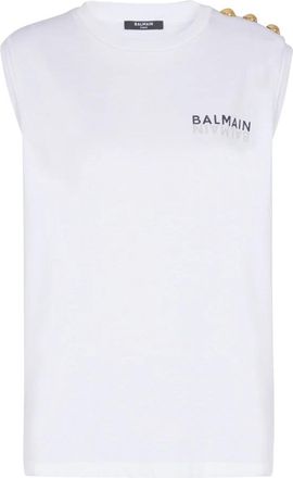 Balmain Paris Tank Top - Dames - Tops zonder mouwen - Wit - XS - Katoen - Tops