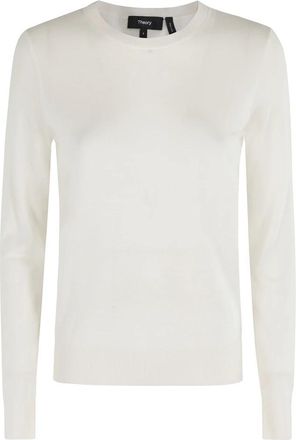 Theory Ivoor Lange Mouw Crew Neck Top - Dames - Ronde hals truien - Wit - S - Wol - Truien & Vesten