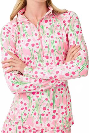 Lilly Pulitzer Upf 50+ Luxletic Justine Pullover Sweatshirt In Conch Shell Pink Lil Sunny Daisies