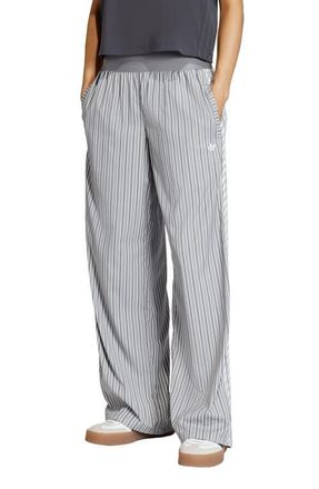 adidas Originals Stripe Wide Leg Pant in Grey Three/Utility Black at Nordstrom, Size X-Small