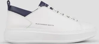 Alexander Smith Wembley Uomo in pelle bianca e dettagli in pelle saffiano blu