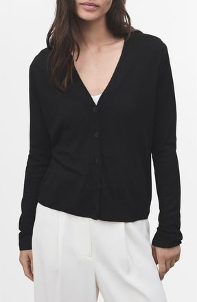 Mango V-Neck Knit Cardigan in Black at Nordstrom, Size X-Small