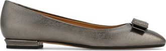 Ferragamo Grey Leather Ballet Flats