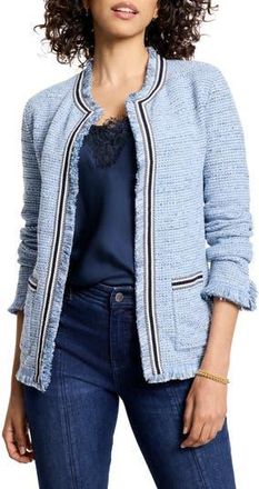 Nic+Zoe Indigo Fringe Accent Knit Jacket in Blue Multi at Nordstrom Rack, Size X-Small
