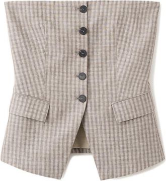 Mango Strapless Check Print Vest in Light/pastel Grey at Nordstrom, Size X-Large