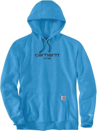 Carhartt Work in Progress Mens Carhartt Force Hoodie Blue Graphic Print Long Sleeve Relaxed Fit JAX194