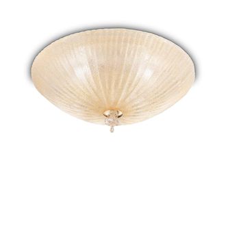 Netlighting Shell 6 Light Indoor Wall Ceiling Light Gold with Amber Glass E27