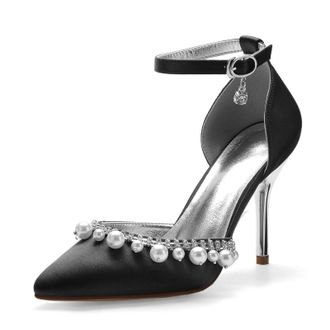 Miyoopark Wedding Shoes for Bride Ankle Strap Evening Pumps for Women M525 Black UK 5.5