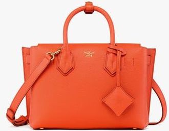 MCM Small Milla Tote in Grained Leather in Orangeade at Nordstrom