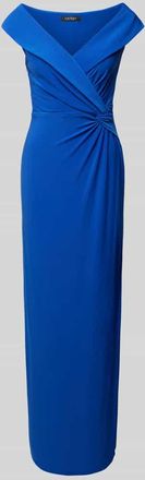 Lauren Ralph Lauren Abendkleid mit Knotendetail Modell LEONIDAS in Blau, Größe 40