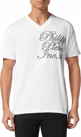Philipp Plein MenS Short Sleeve Logo T-Shirt In White