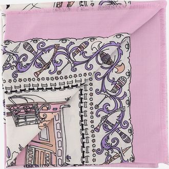 Ferragamo Womens Scarf Gancini Silk Blend Pink Scarfs